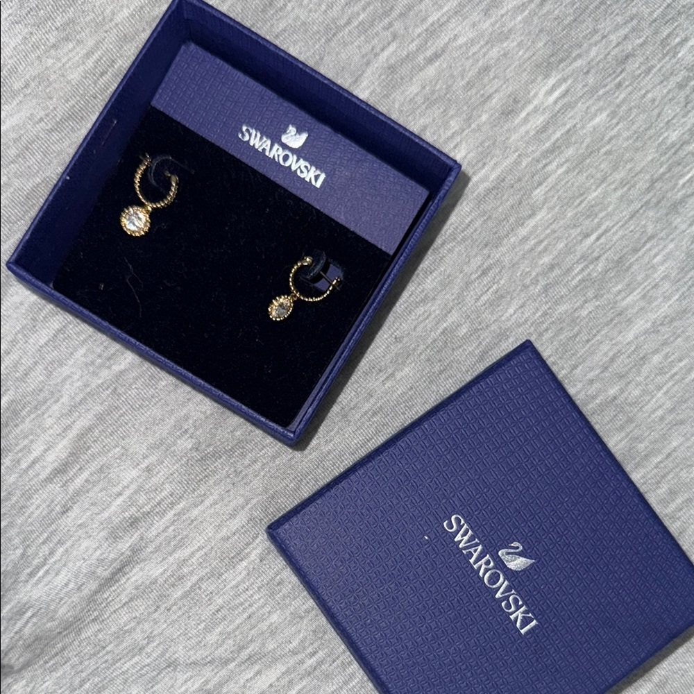 Swarovski Gold Drop Earrings with Signature Elegance